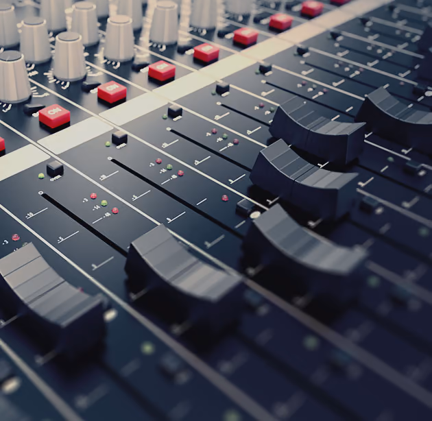 Mixing console faders for Foley recording