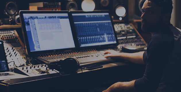 Producer browsing a stock music library